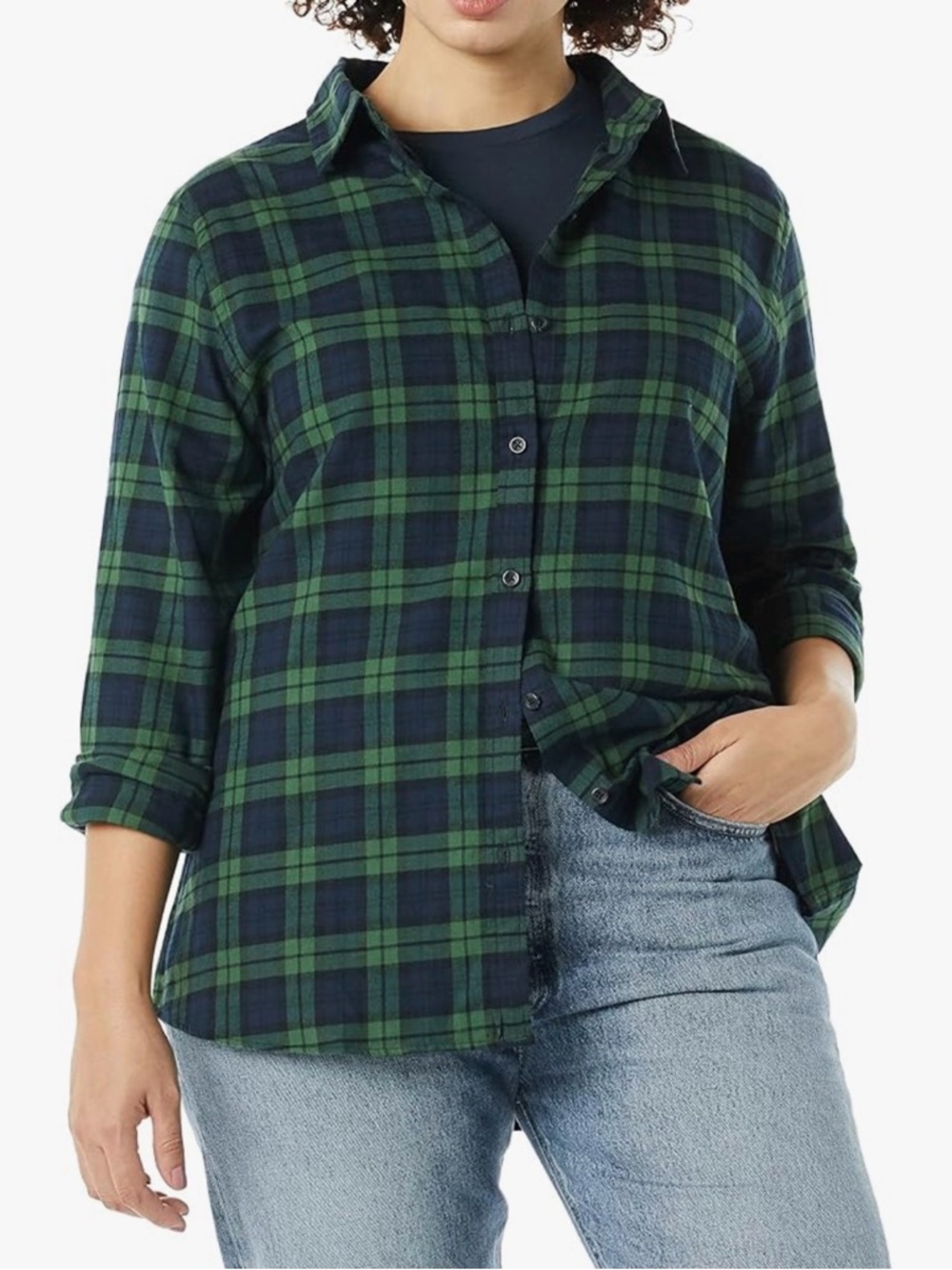 Gorpcore Women’s XL 100% Cotton Blue and Green Plaid Button Down Shirt